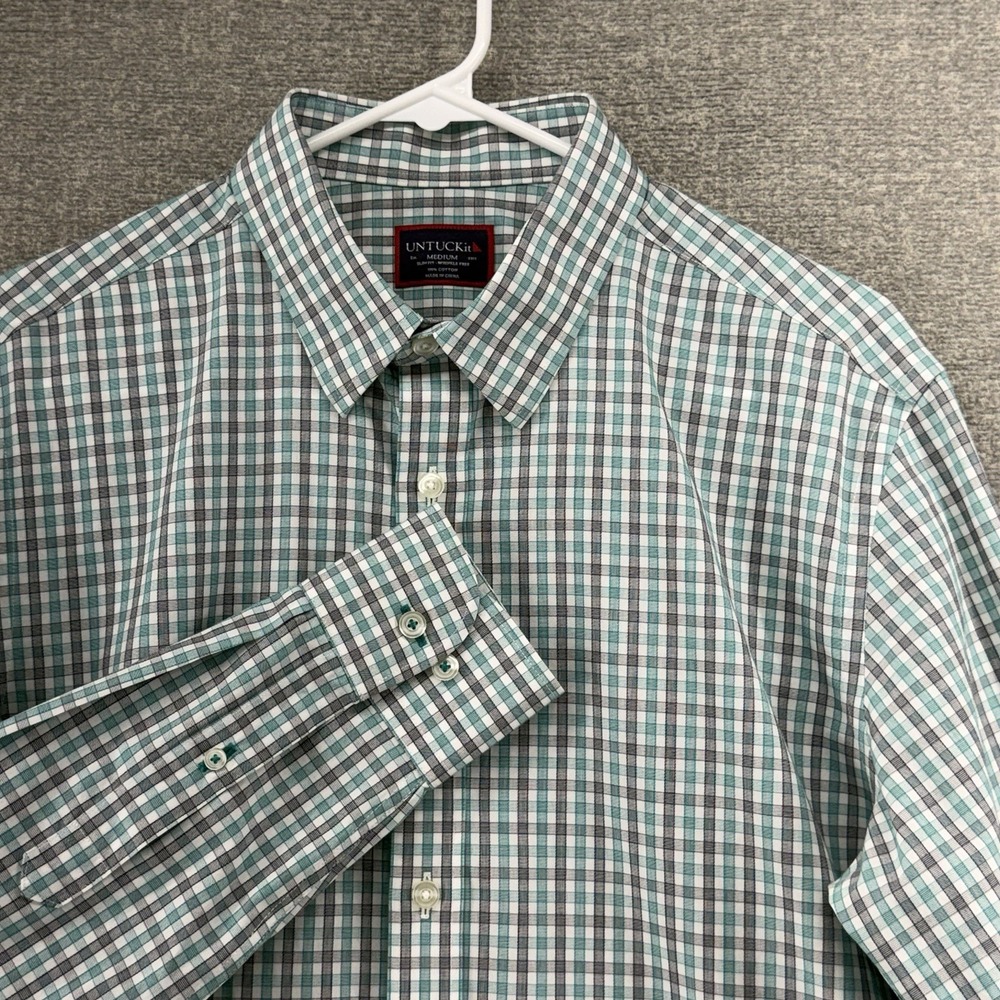UNTUCKit Drouhin Slim Fit Shirt Men Sz Medium Green Check Long Sleeve Button Up